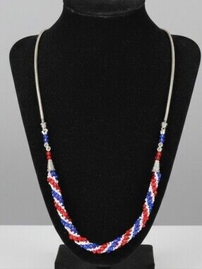NWT Red and Blue Beaded Necklace with Accents